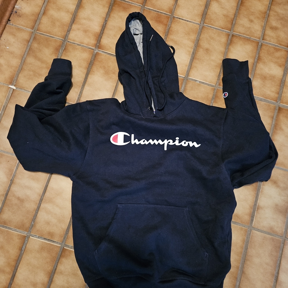 Champion Navy Hoodie with Logo